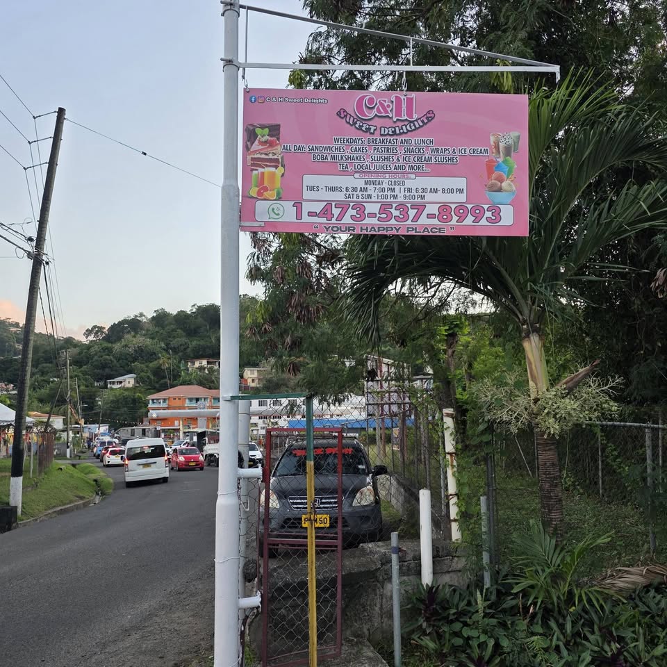 bright pink business sign